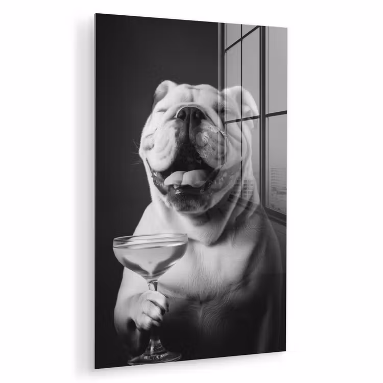 Glas schilderij - Buldog - Hond - Glas — 1