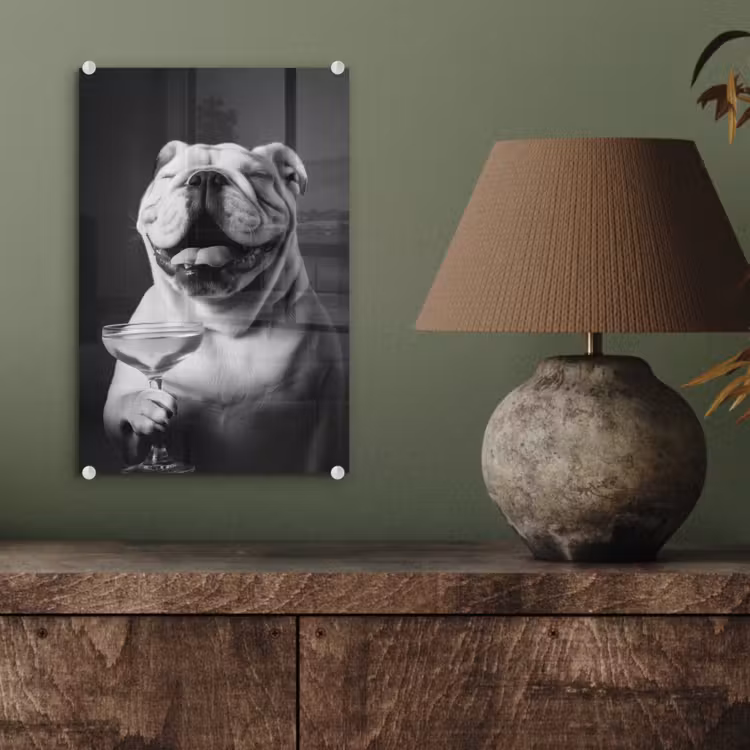 Glas schilderij - Buldog - Hond - Glas — 4