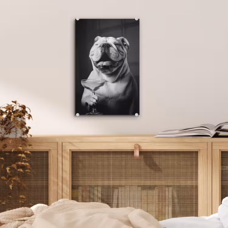 Glas schilderij - Buldog - Hond - Glas — 5