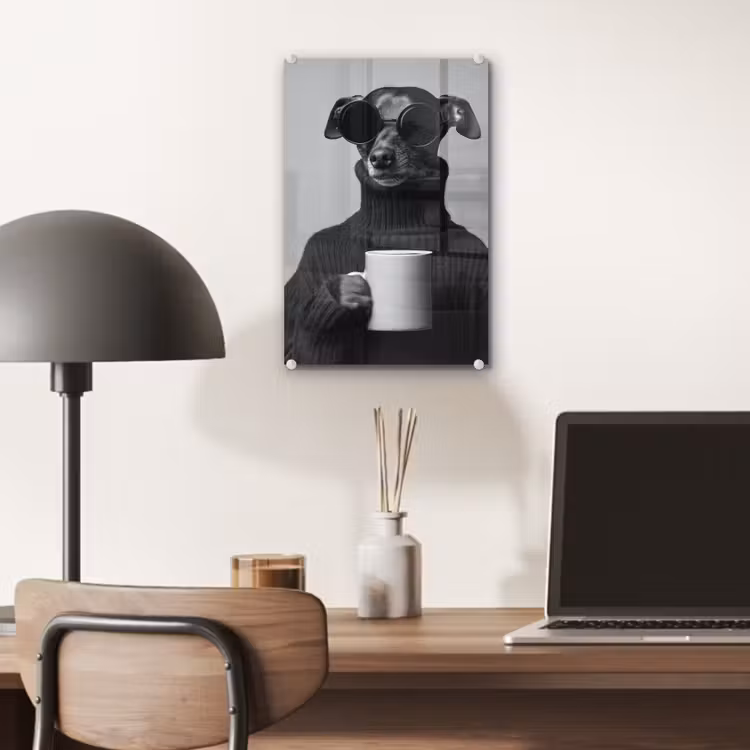 Glas schilderij - Coltrui - Hond - Bril - Mok — 7