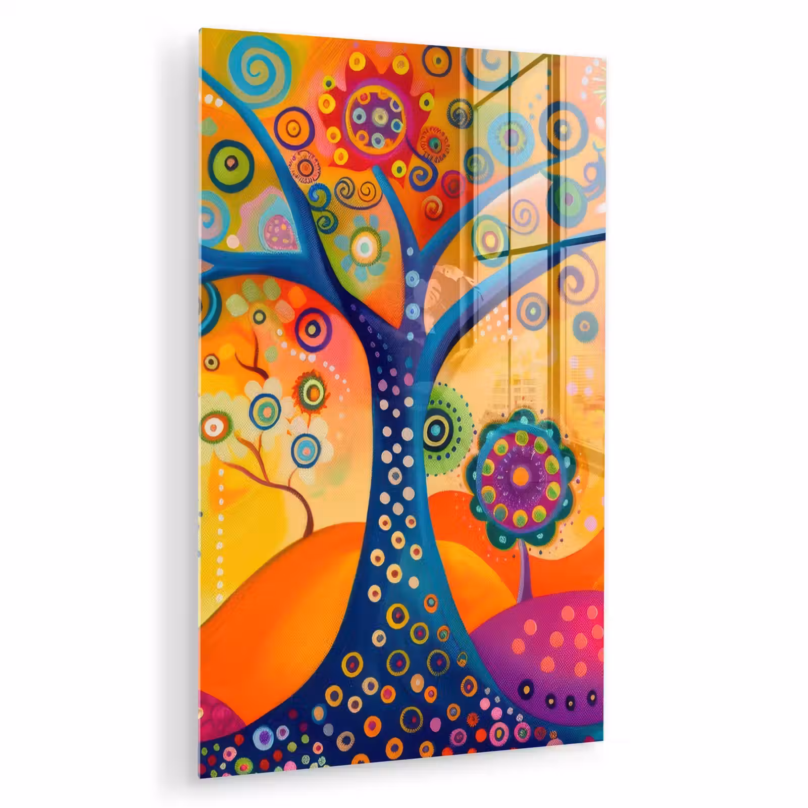 Glas schilderij - Boom - Levensboom - Abstract - Kleurrijk — 1