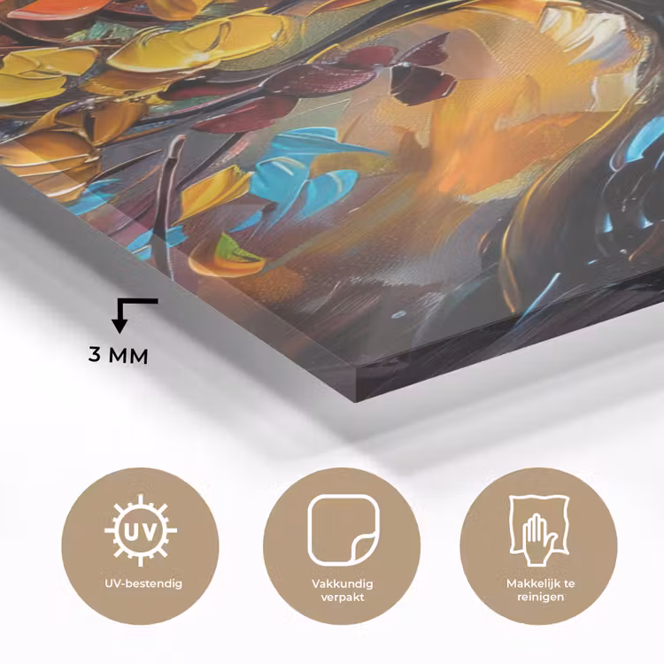 Glas schilderij - Boom - Abstract - Kleurrijk - Bloemen — 3