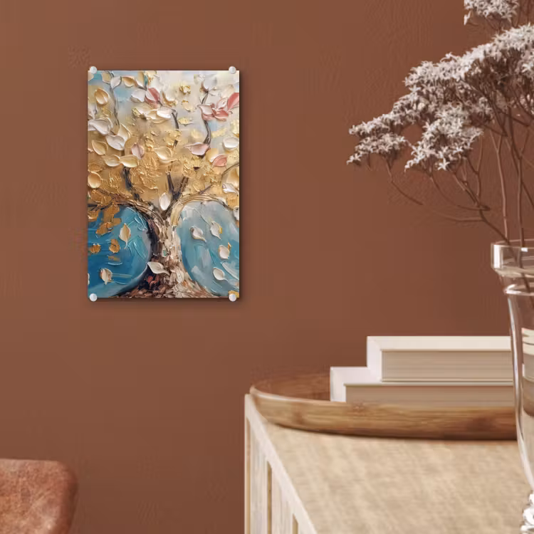 Glas schilderij - Boom - Blauw - Goud - Abstract - Modern — 6