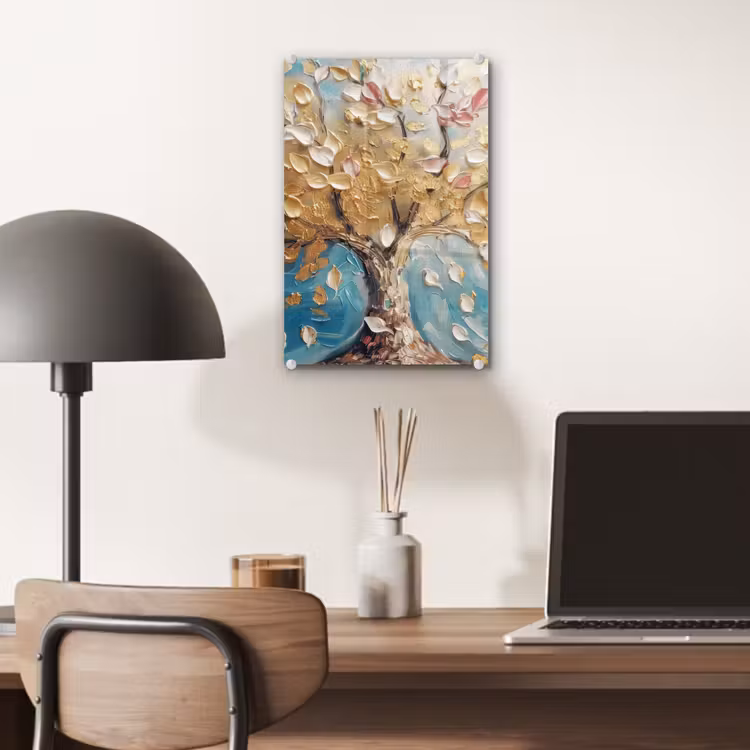 Glas schilderij - Boom - Blauw - Goud - Abstract - Modern — 7