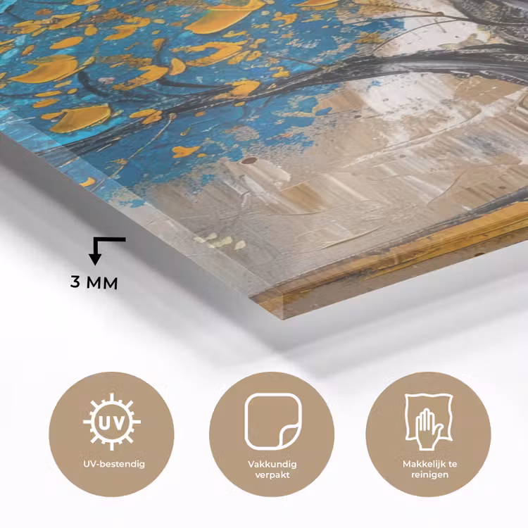Glas schilderij - Boom - Kleurrijk - Grijs - Modern — 3