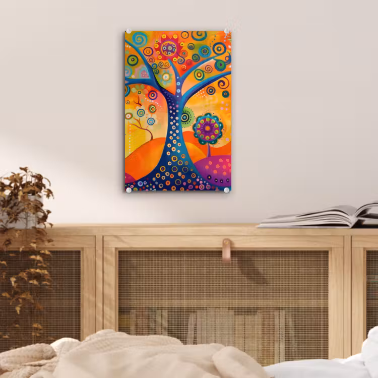 Glas schilderij - Boom - Levensboom - Abstract - Kleurrijk — 5