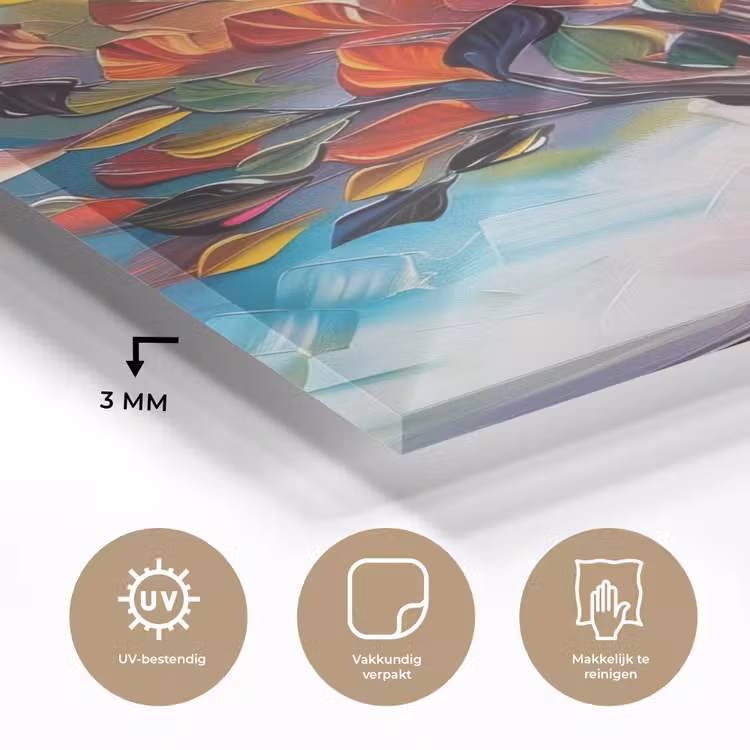 Glas schilderij - Boom - Levensboom - Kleurrijk - Abstract — 3