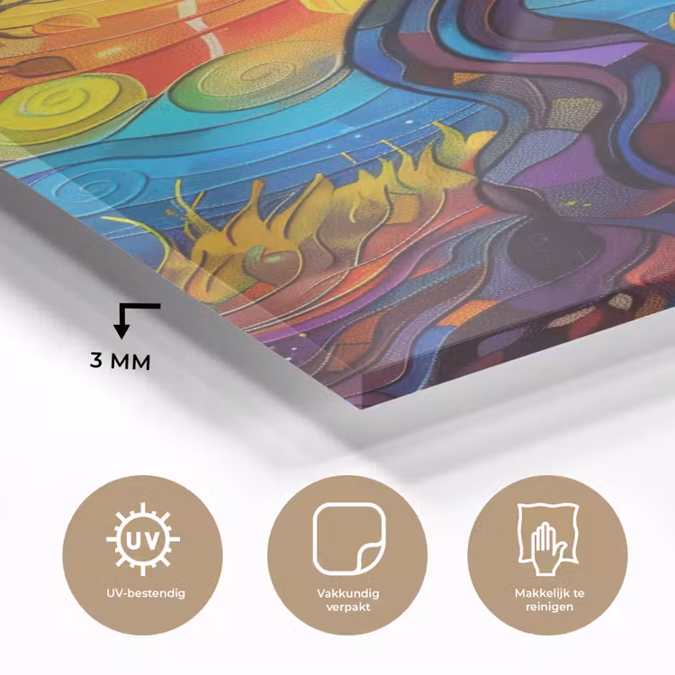 Glas schilderij - Boom - Zon - Verflook - Kleuren - Abstract — 3