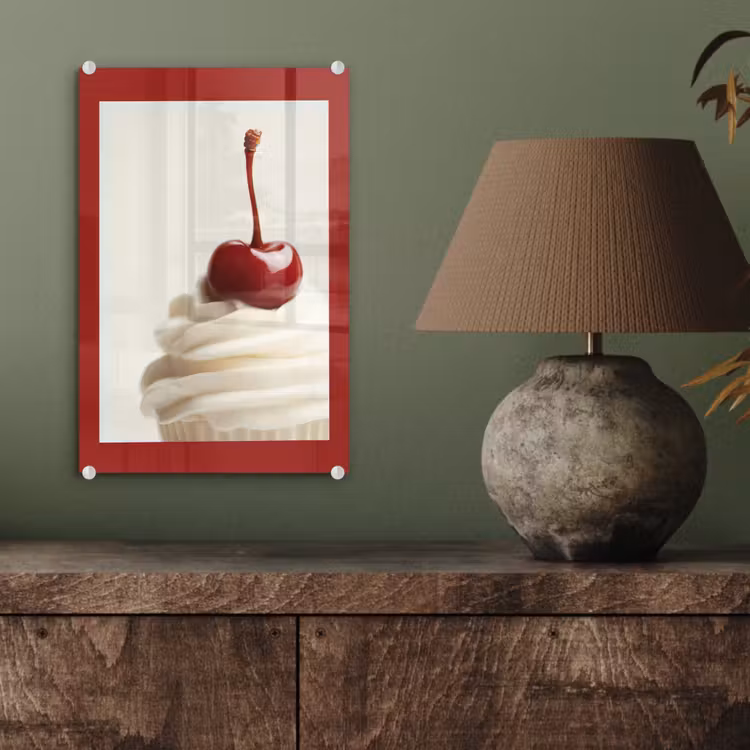 Glas schilderij - Cupcake - Kers - Rood — 4