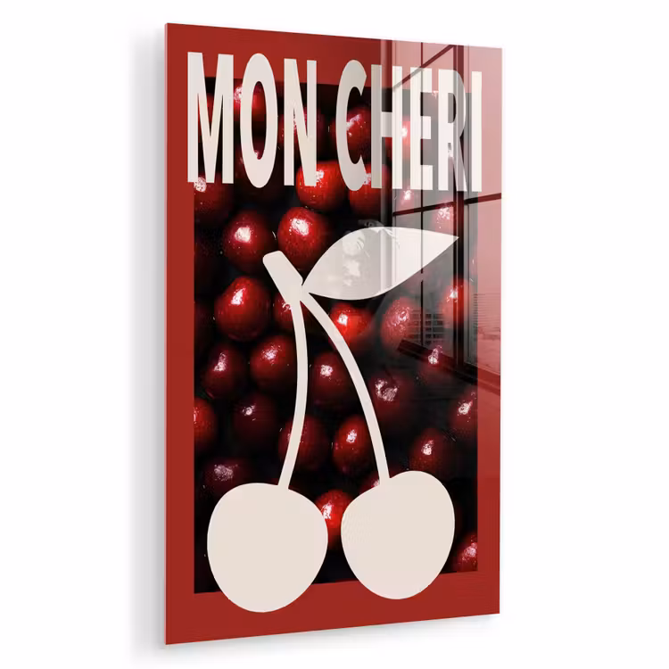 Glas schilderij - Kersen - Illustratie - Rood — 1