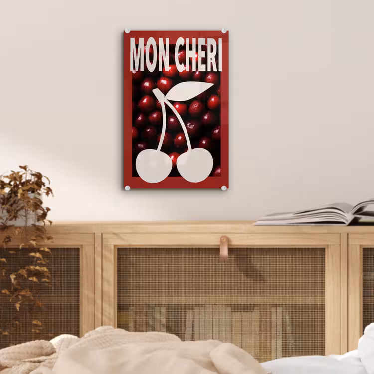 Glas schilderij - Kersen - Illustratie - Rood — 5