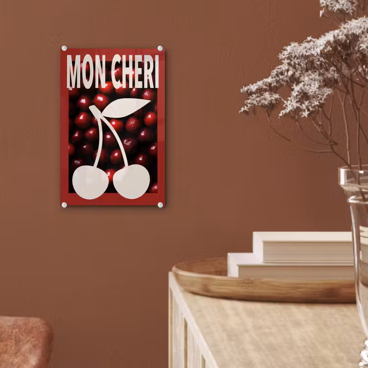 Glas schilderij - Kersen - Illustratie - Rood — 6