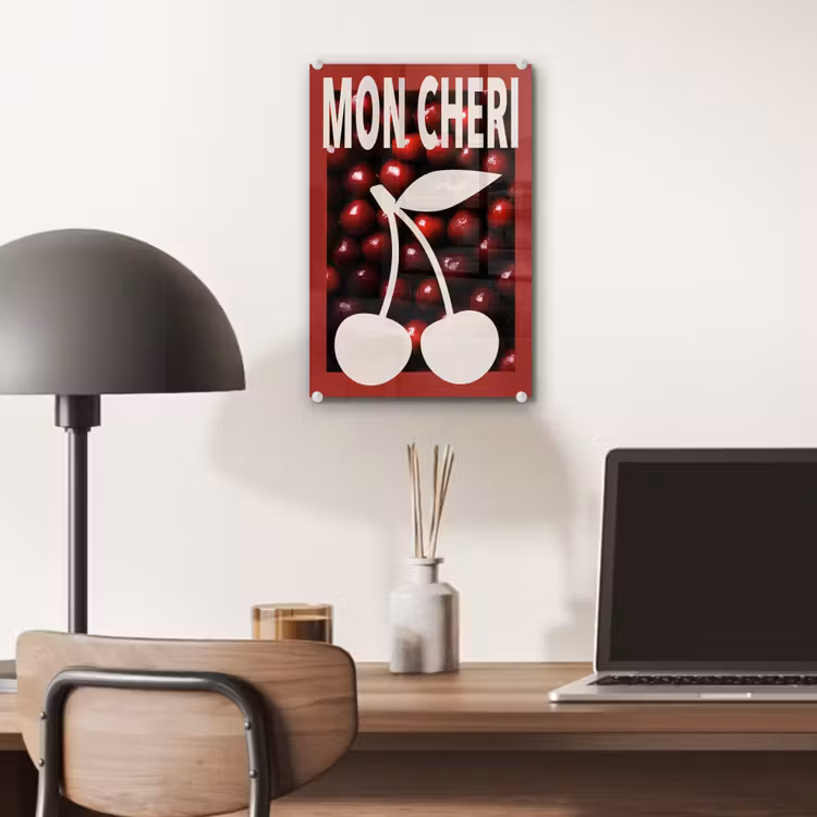 Glas schilderij - Kersen - Illustratie - Rood — 7