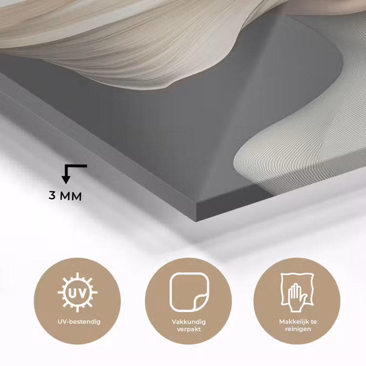 Glas schilderij - Vrouw - Beige - hoed — 3