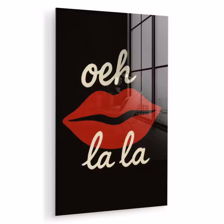 Glas schilderij - Lip - Rood - Quote — 1