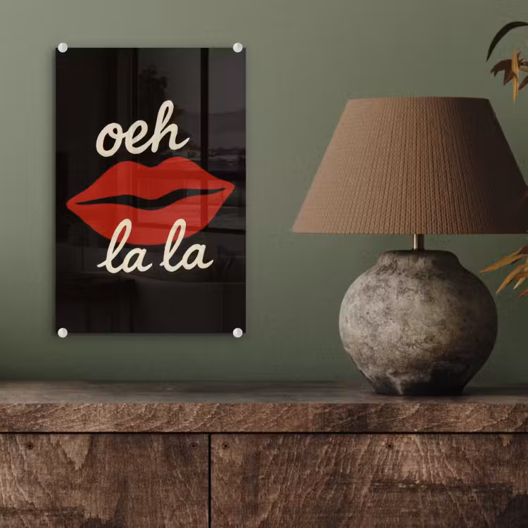 Glas schilderij - Lip - Rood - Quote — 4