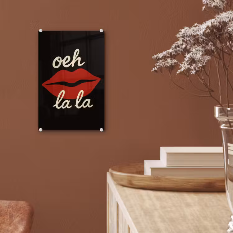 Glas schilderij - Lip - Rood - Quote — 6