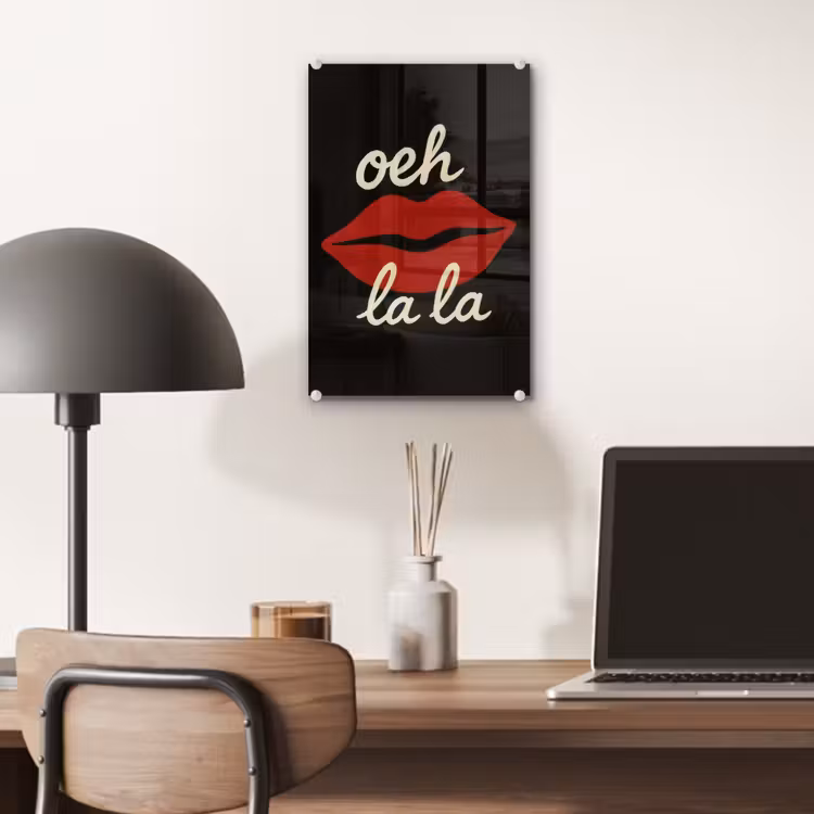 Glas schilderij - Lip - Rood - Quote — 7