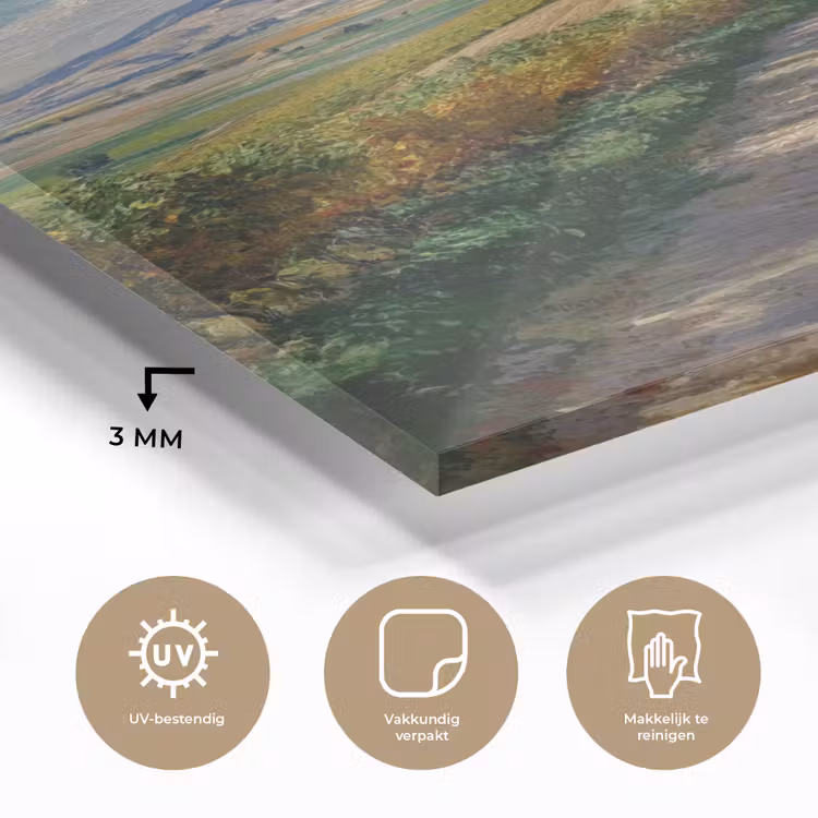 Glas schilderij - Mensen - Wandelen - Zandpad - Velden — 3