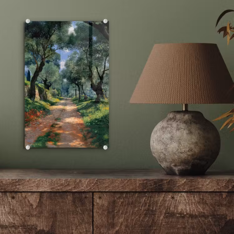 Glas schilderij - Pad - Bomen - Schaduw - — 4