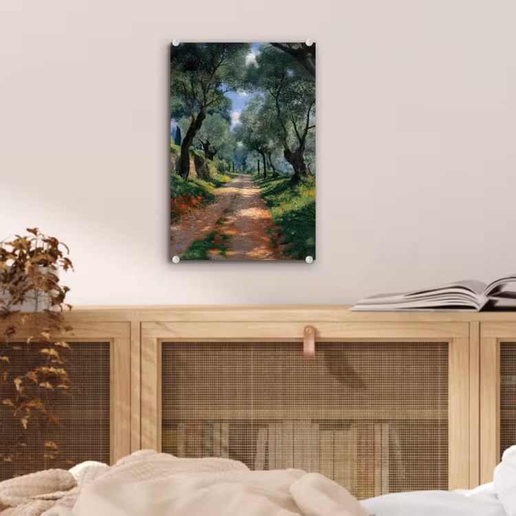 Glas schilderij - Pad - Bomen - Schaduw - — 5