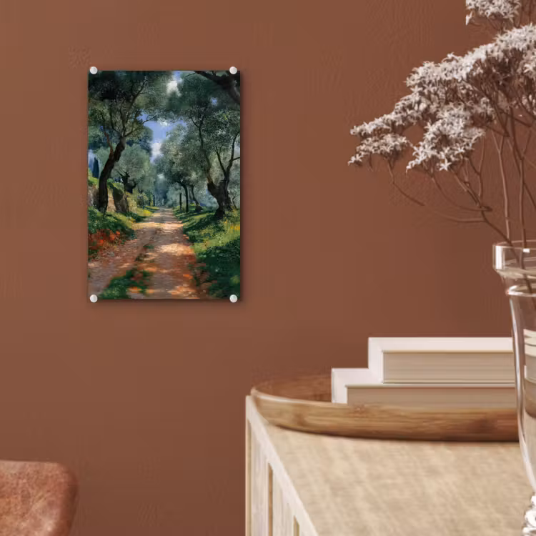 Glas schilderij - Pad - Bomen - Schaduw - — 6