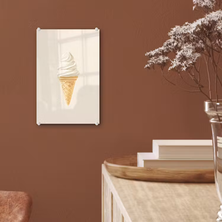 Glas schilderij - Softijs - Hoorntje - Wit — 6