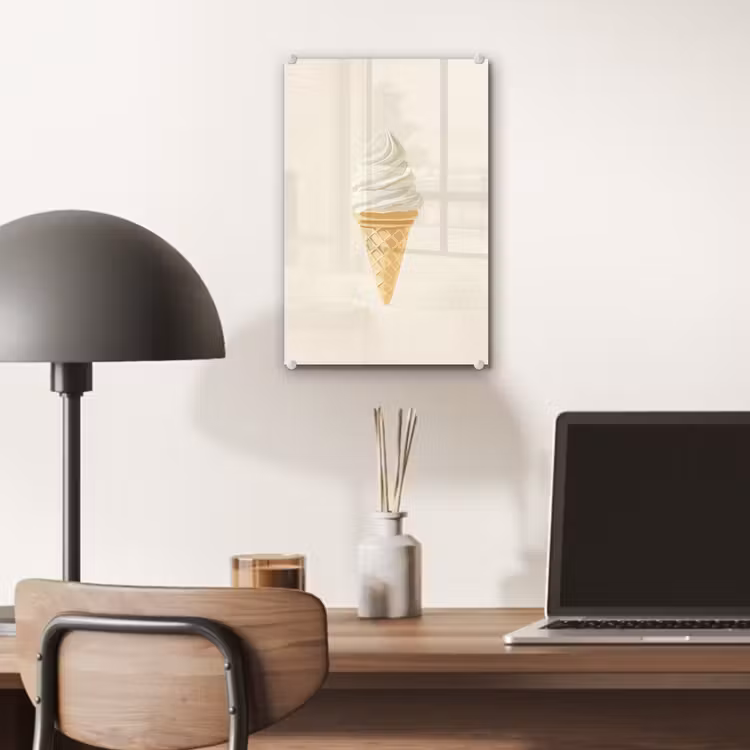 Glas schilderij - Softijs - Hoorntje - Wit — 7