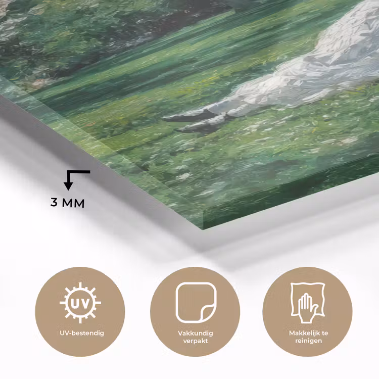 Glas schilderij - Vrouw - Boom - Boek - Mandje — 3