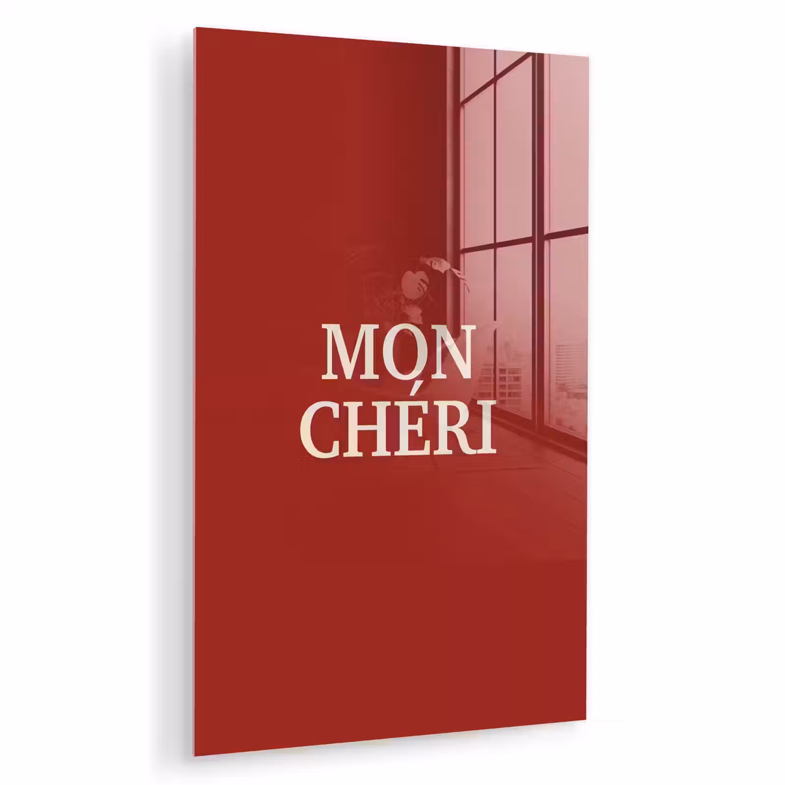 Glas schilderij - Rood - Frans - Quotes — 1
