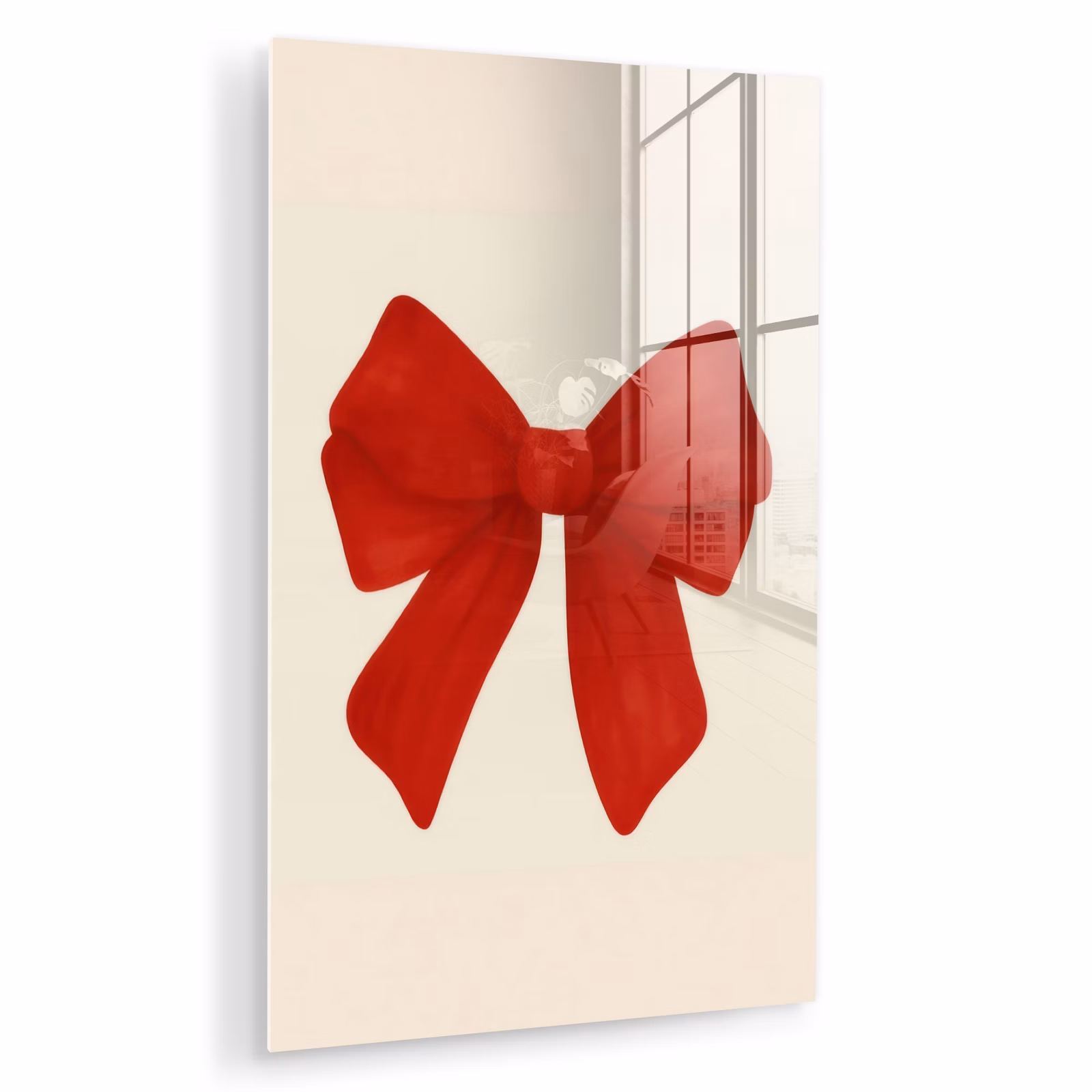 Glas schilderij - Strik - Symmetrisch - Rood - Lint — 1