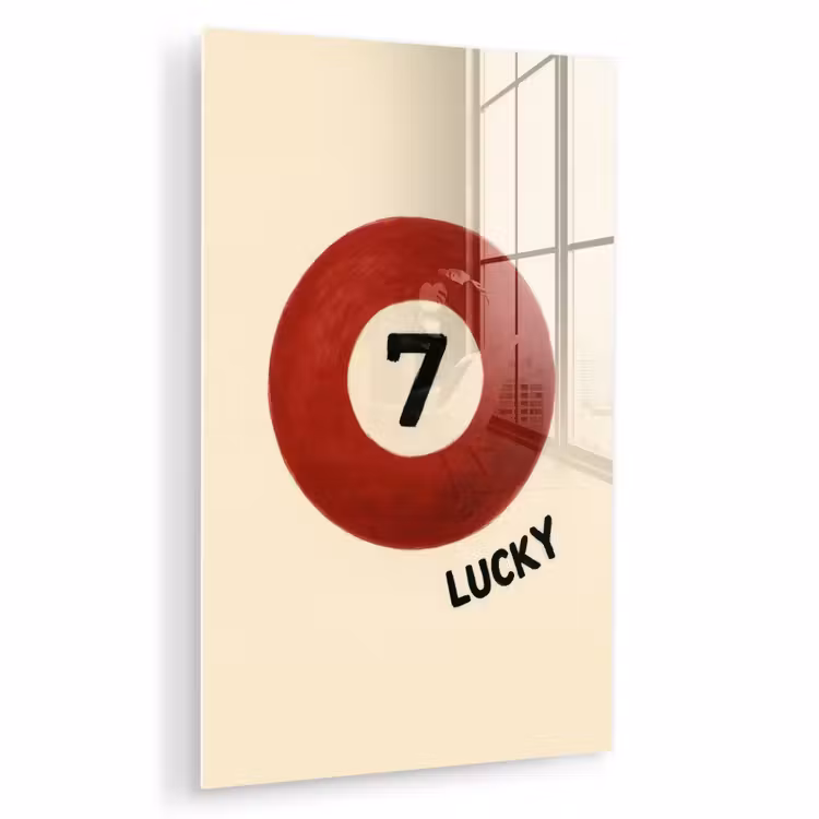 Glas schilderij - Cirkel - Zeven - Lucky - Rood — 1