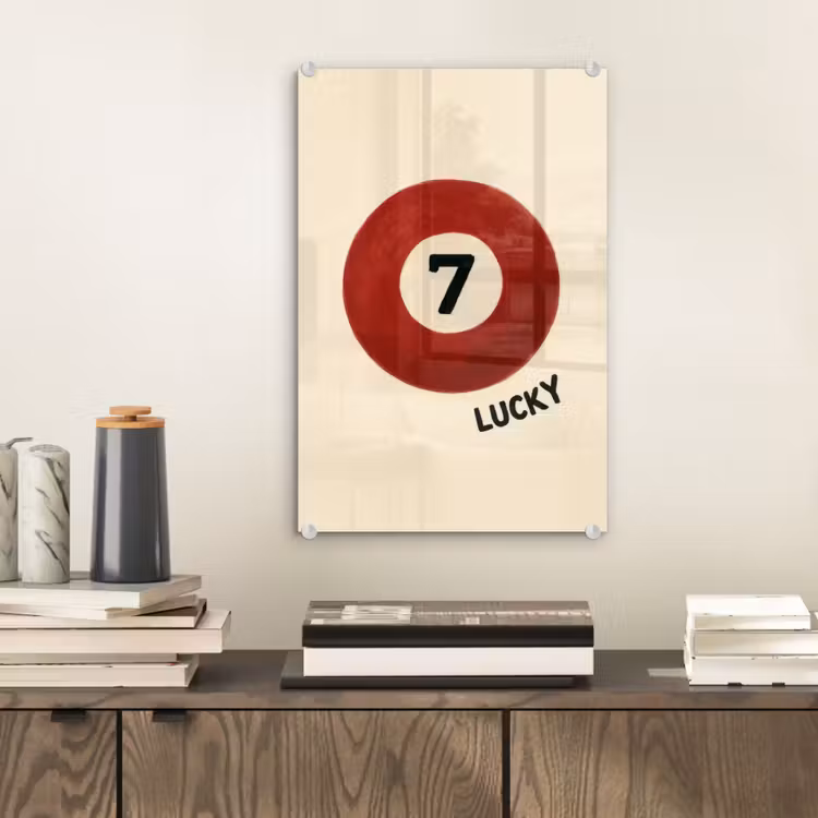 Glas schilderij - Cirkel - Zeven - Lucky - Rood — 2