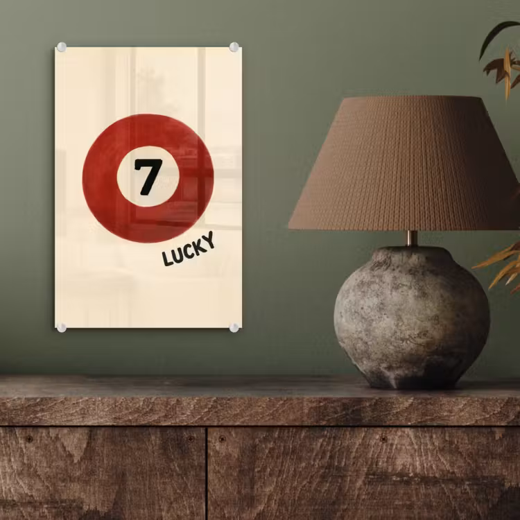 Glas schilderij - Cirkel - Zeven - Lucky - Rood — 4