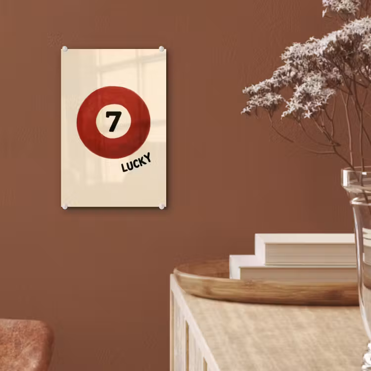 Glas schilderij - Cirkel - Zeven - Lucky - Rood — 6