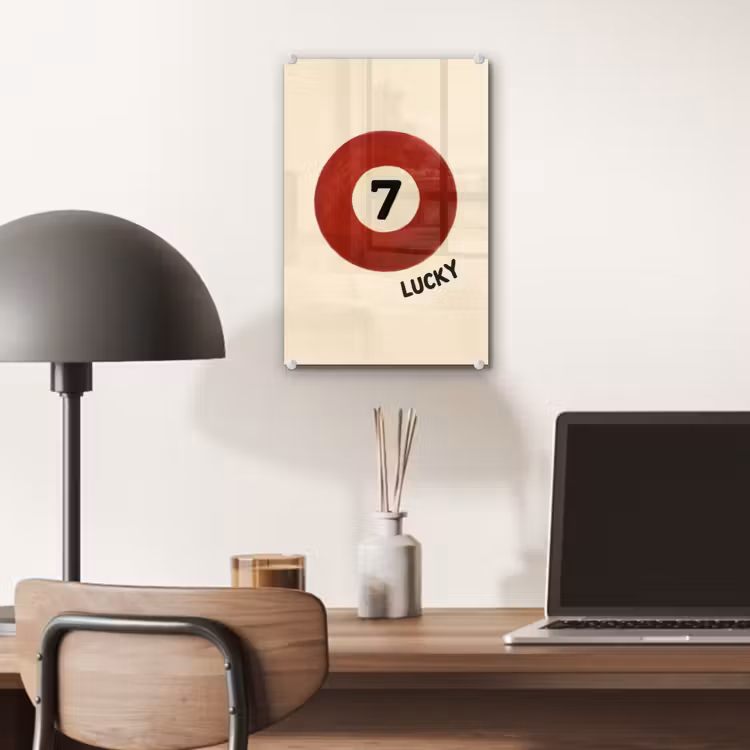 Glas schilderij - Cirkel - Zeven - Lucky - Rood — 7