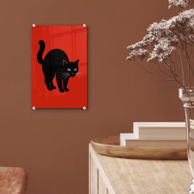 Glas schilderij - Kat - Zwart - Staart — 6
