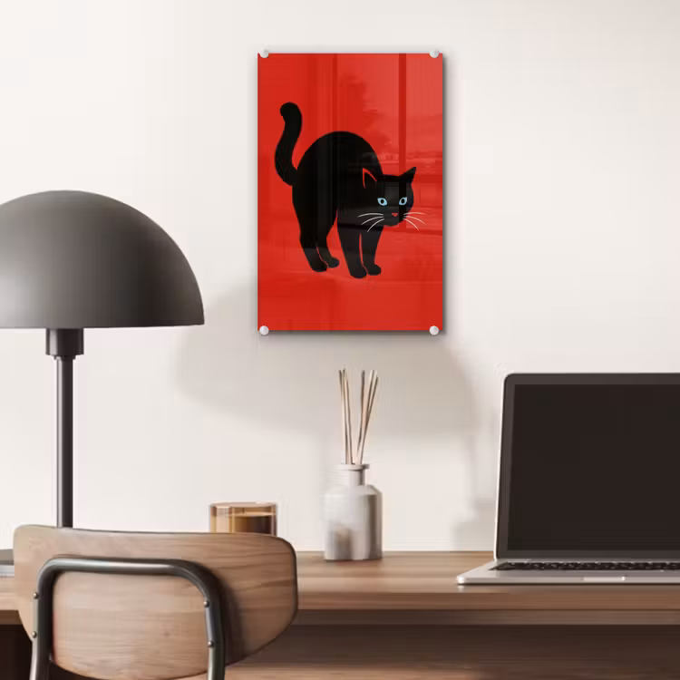 Glas schilderij - Kat - Zwart - Staart — 7