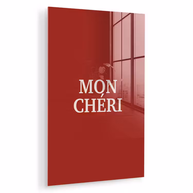 Glas schilderij - Rood - Frans - Quotes — 1
