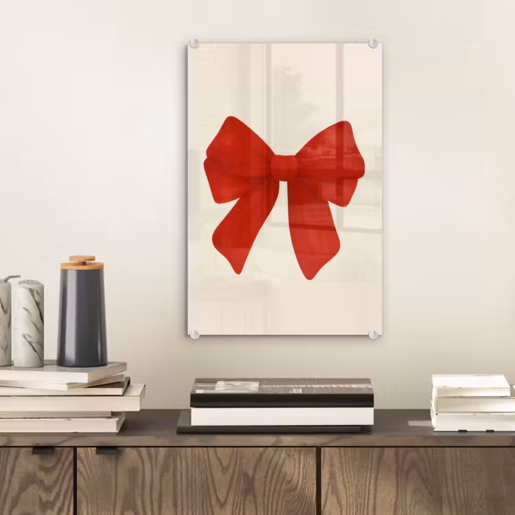 Glas schilderij - Strik - Symmetrisch - Rood - Lint — 2