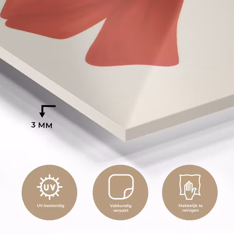 Glas schilderij - Strik - Symmetrisch - Rood - Lint — 3