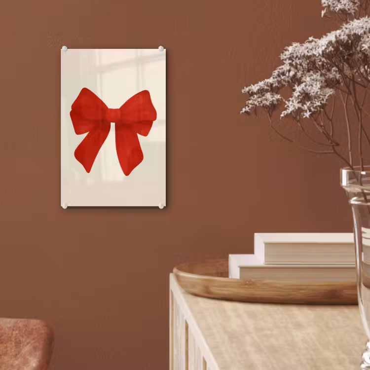 Glas schilderij - Strik - Symmetrisch - Rood - Lint — 6