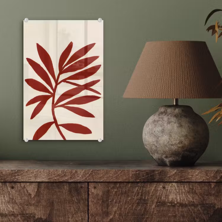 Glas schilderij - Tak - Bladeren - Rood — 4