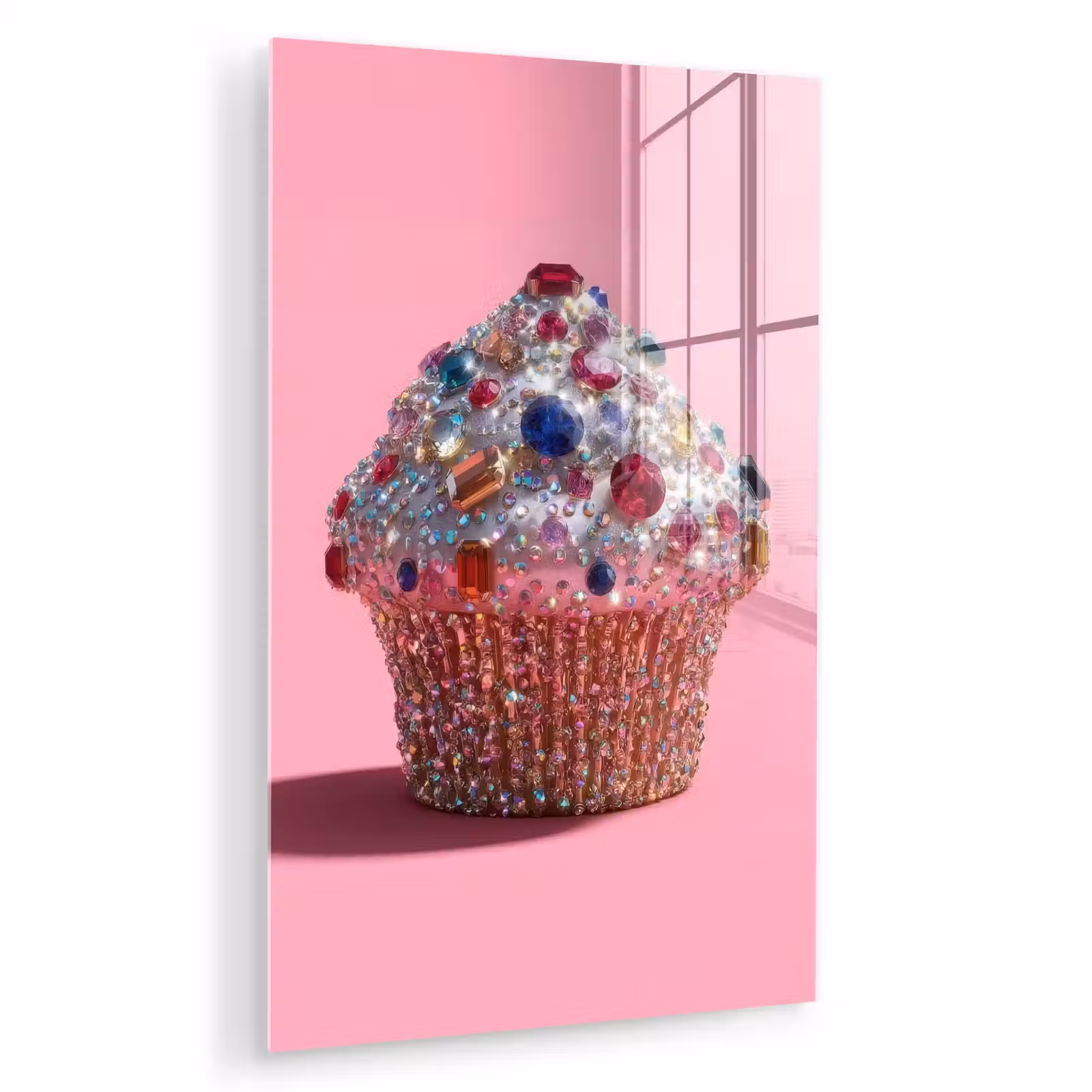 Glas schilderij - Cupcake - Kleurrijk - Edelstenen — 1