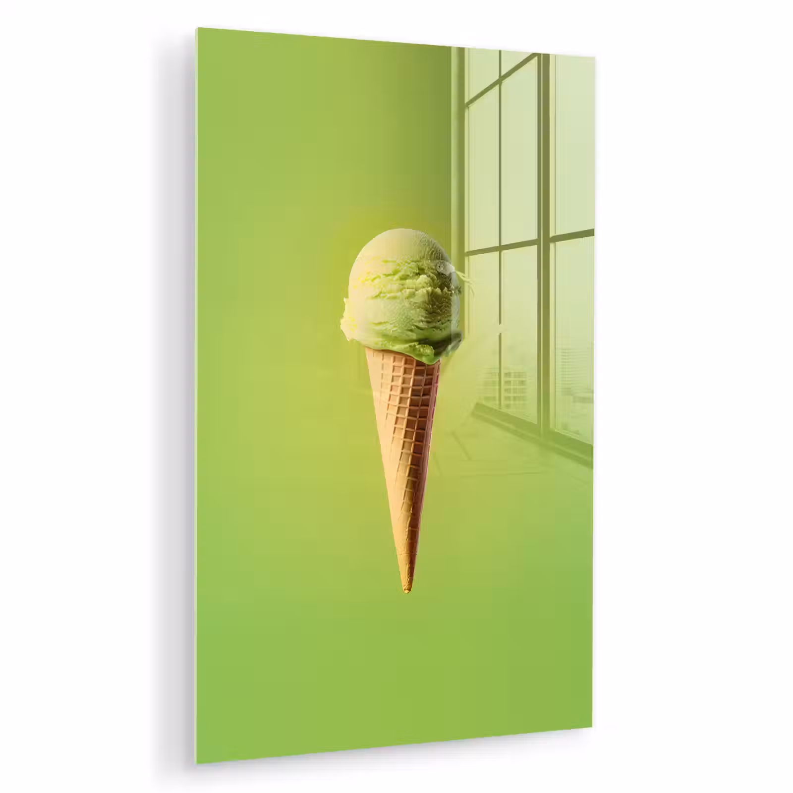 Glas schilderij - Hoorntje - Schepijs - Groen — 1