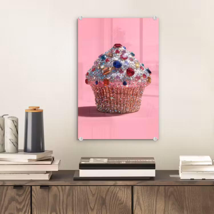 Glas schilderij - Cupcake - Kleurrijk - Edelstenen — 2
