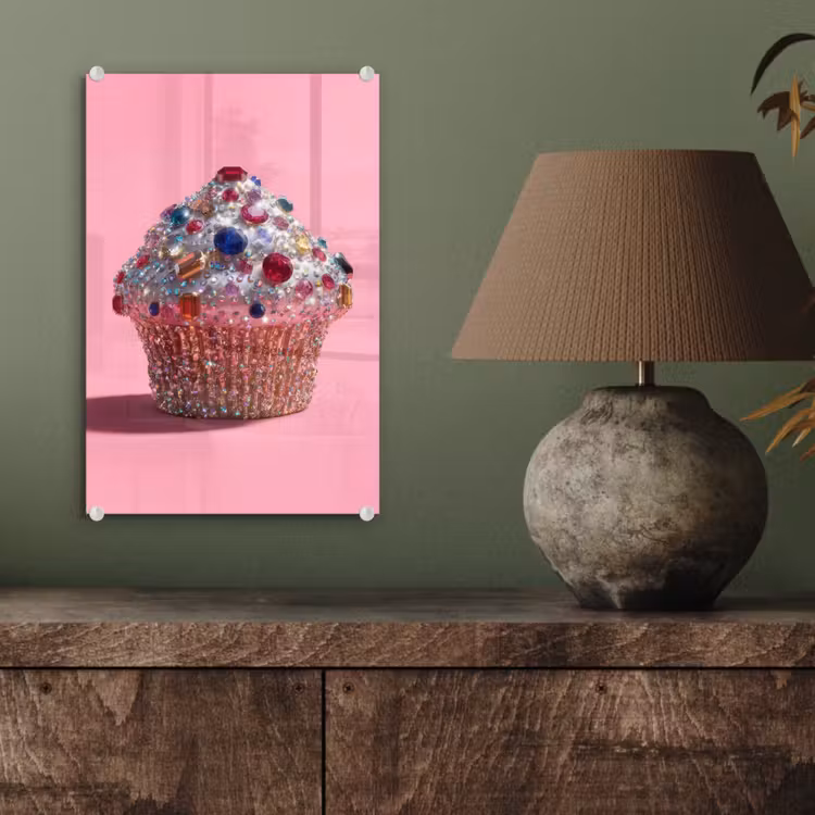 Glas schilderij - Cupcake - Kleurrijk - Edelstenen — 4
