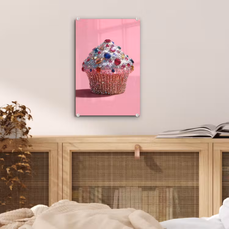Glas schilderij - Cupcake - Kleurrijk - Edelstenen — 5
