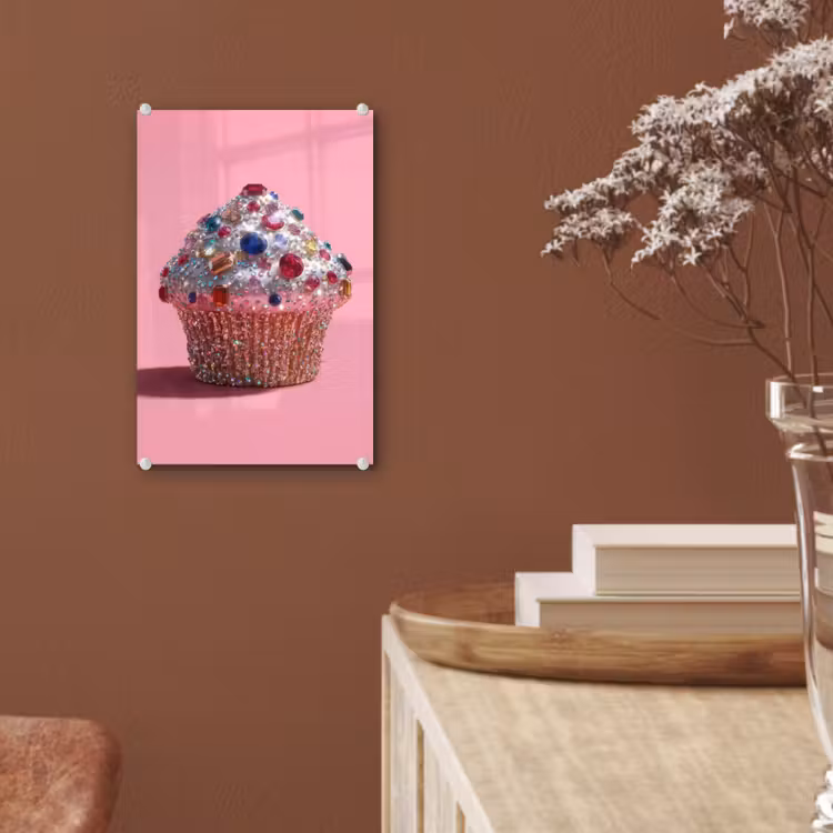 Glas schilderij - Cupcake - Kleurrijk - Edelstenen — 6