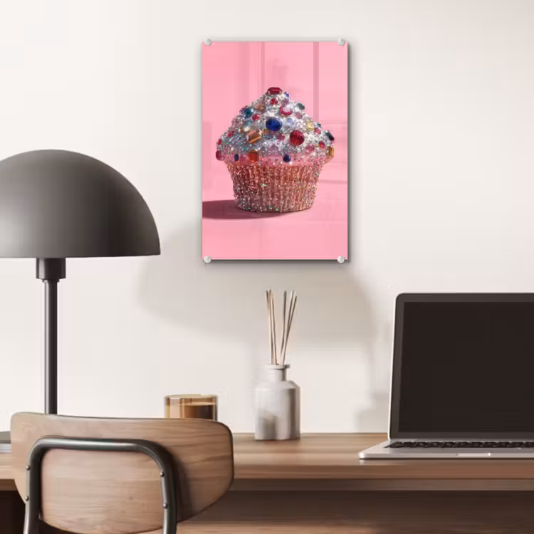 Glas schilderij - Cupcake - Kleurrijk - Edelstenen — 7